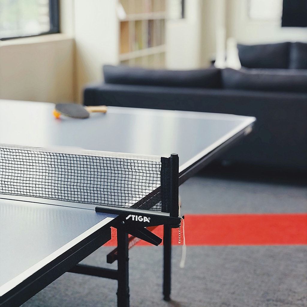 Ping pong table located in an office space