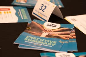 Photo of print materials at event